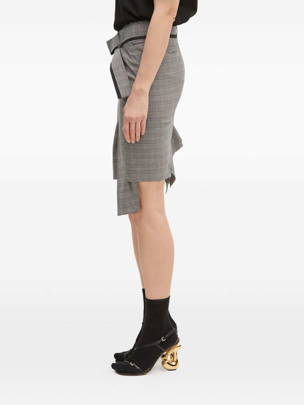 belted check-print skirt - 2