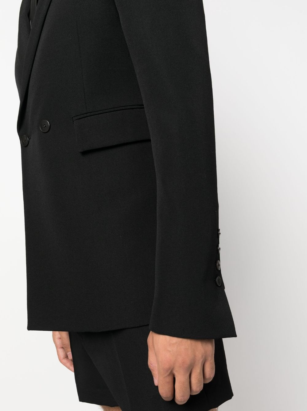 double-breasted wool-cotton blazer - 5