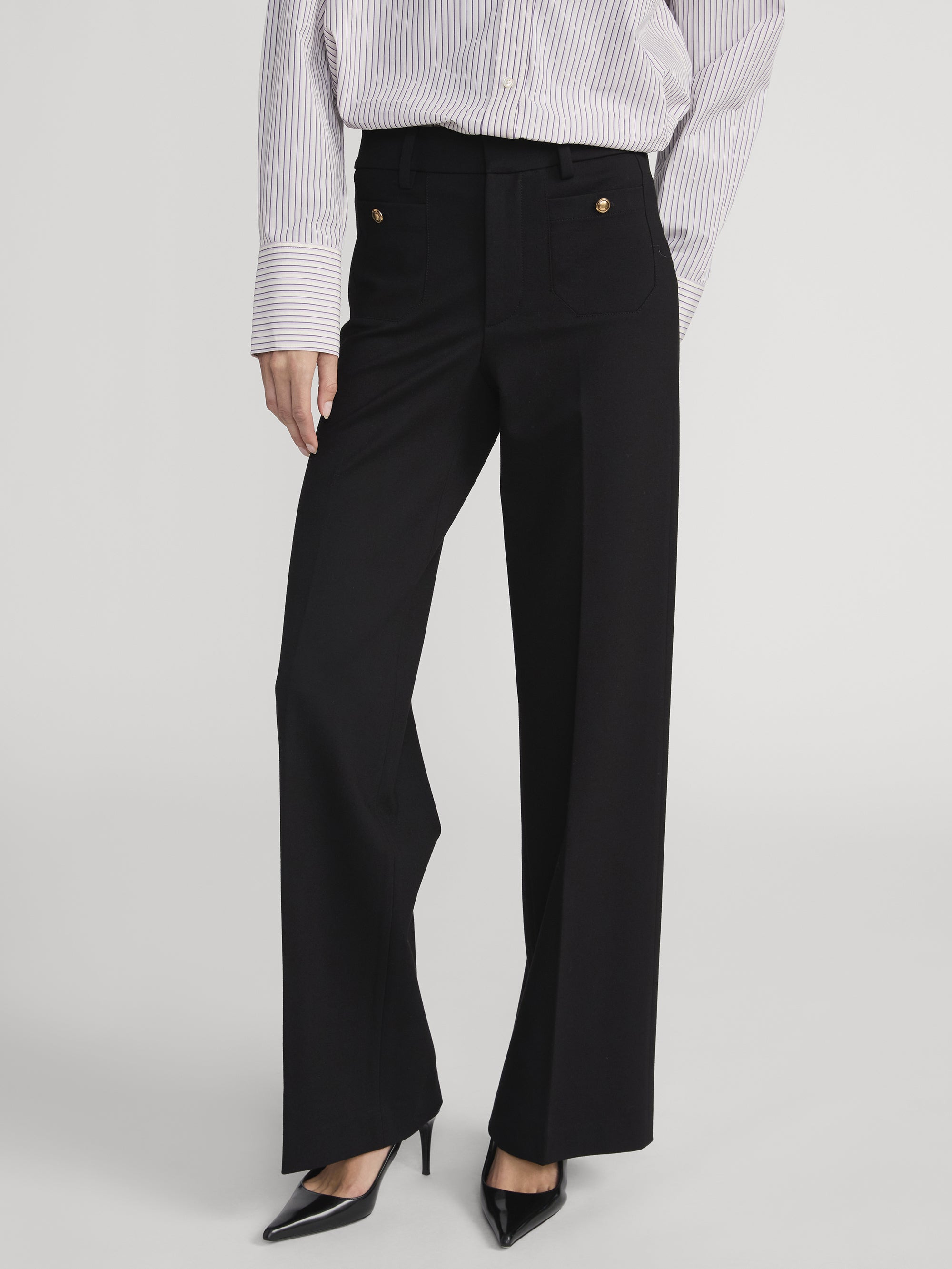 The Slim Palazzo Trouser in Black - 5