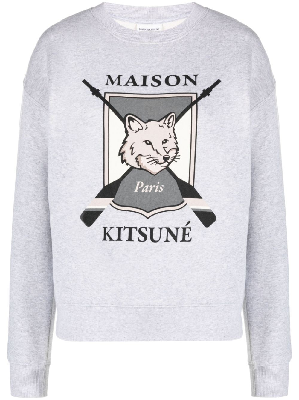 fox-motif mélange cotton sweatshirt - 1