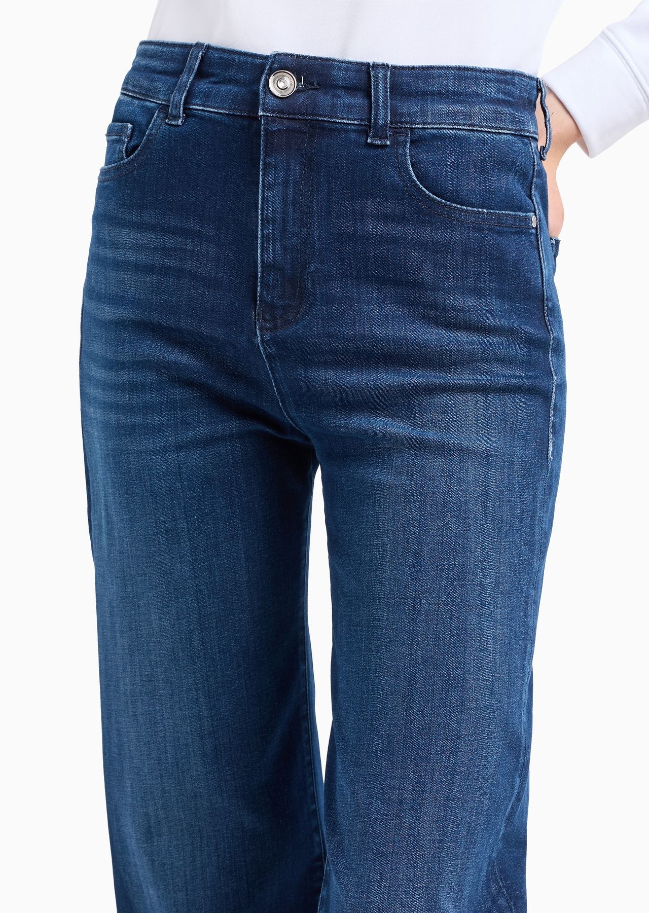 J33 mid-rise cropped flared denim jeans with EA embroidery - 5
