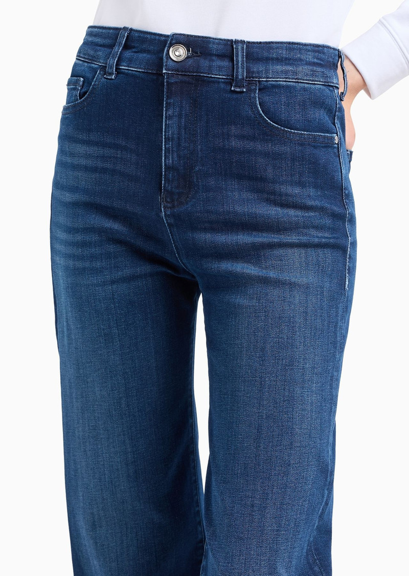 J33 mid-rise cropped flared denim jeans with EA embroidery 5