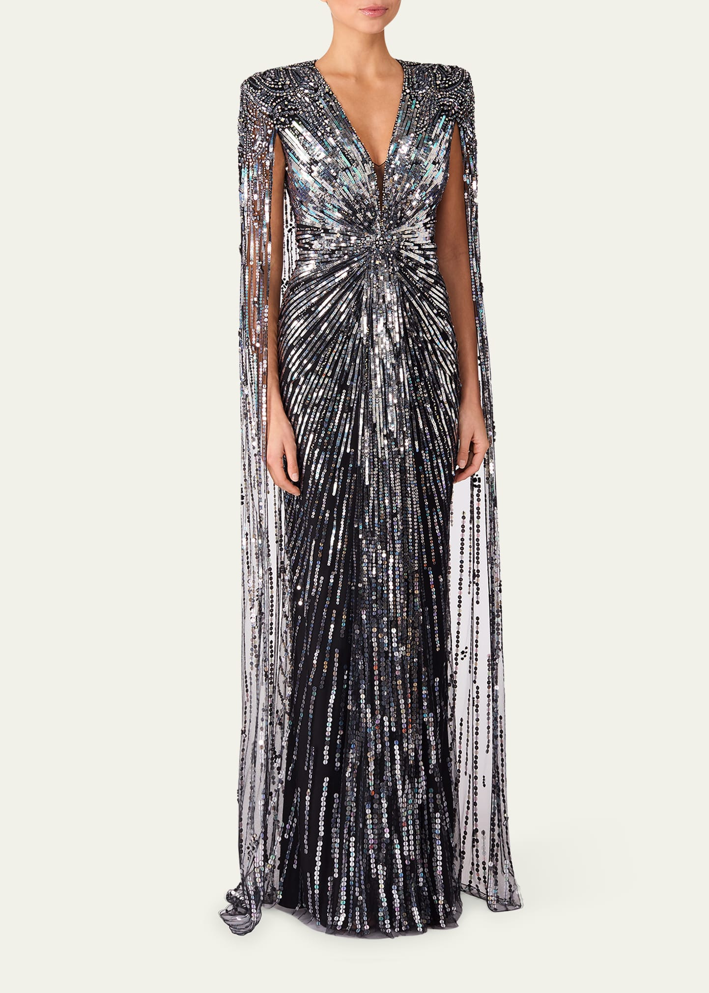 Gold Rush Embellished Cape Gown - 2