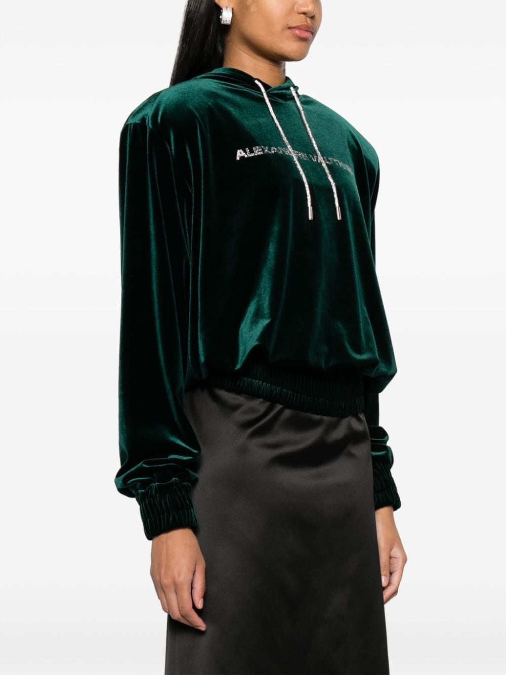 logo-print velour hoodie - 3