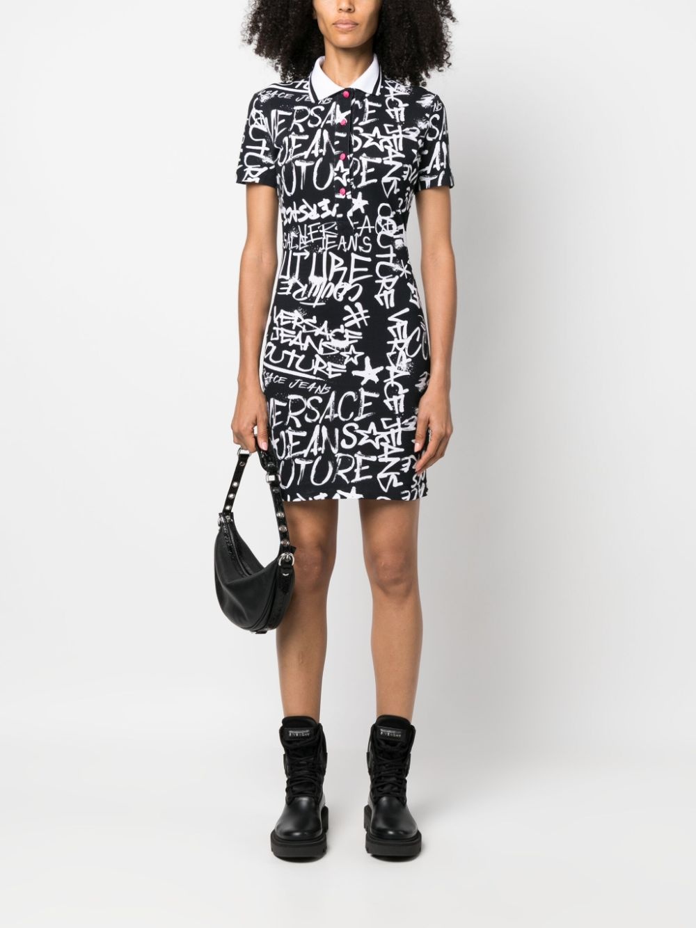 logo-print polo minidress - 2