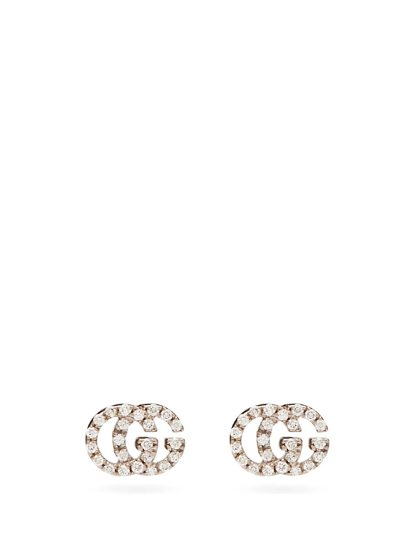 GG-logo diamond & 18kt white-gold earrings - 1