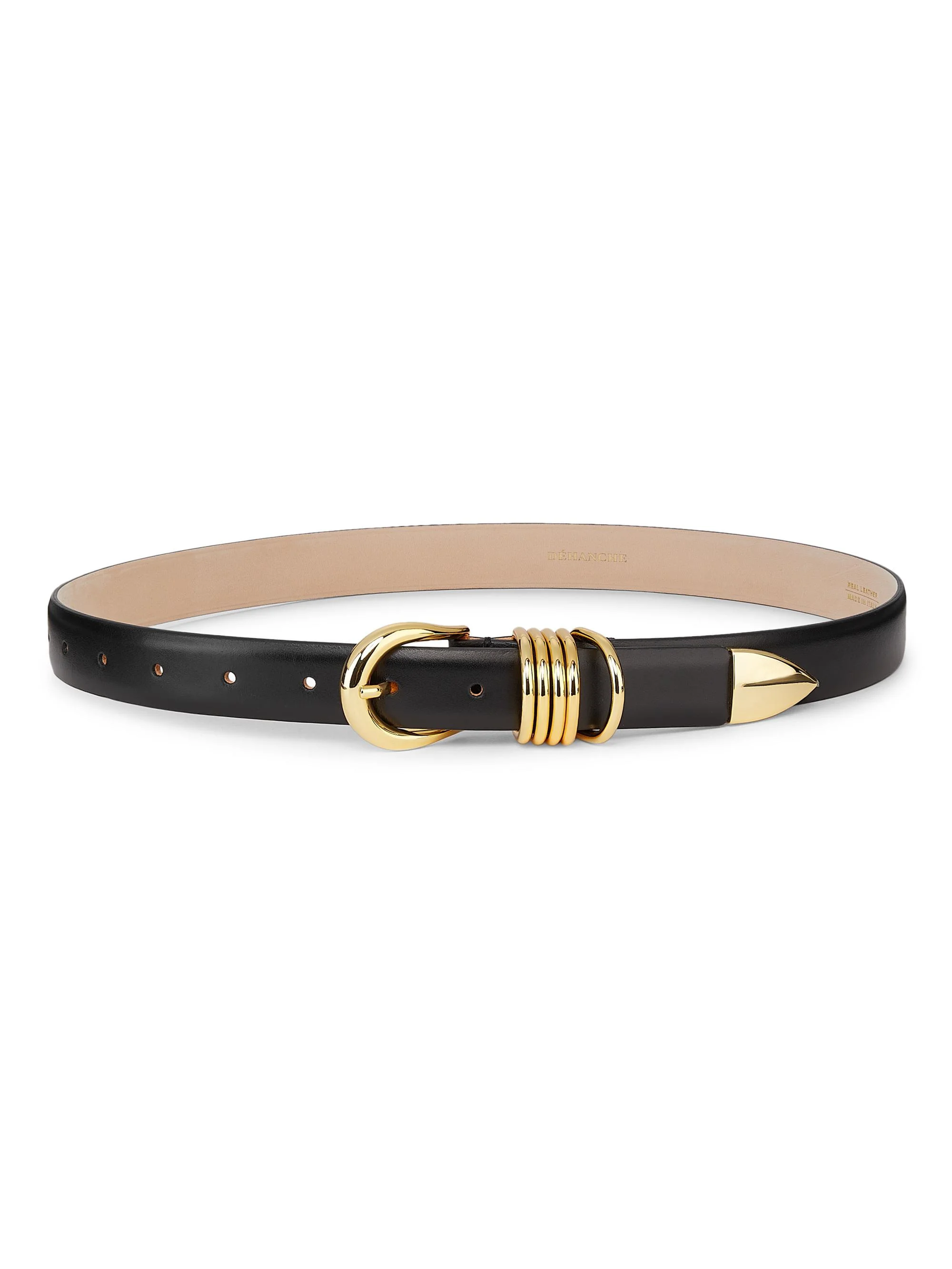 Women's Hollyhock Leather D-Ring Belt - Black Gold - 1