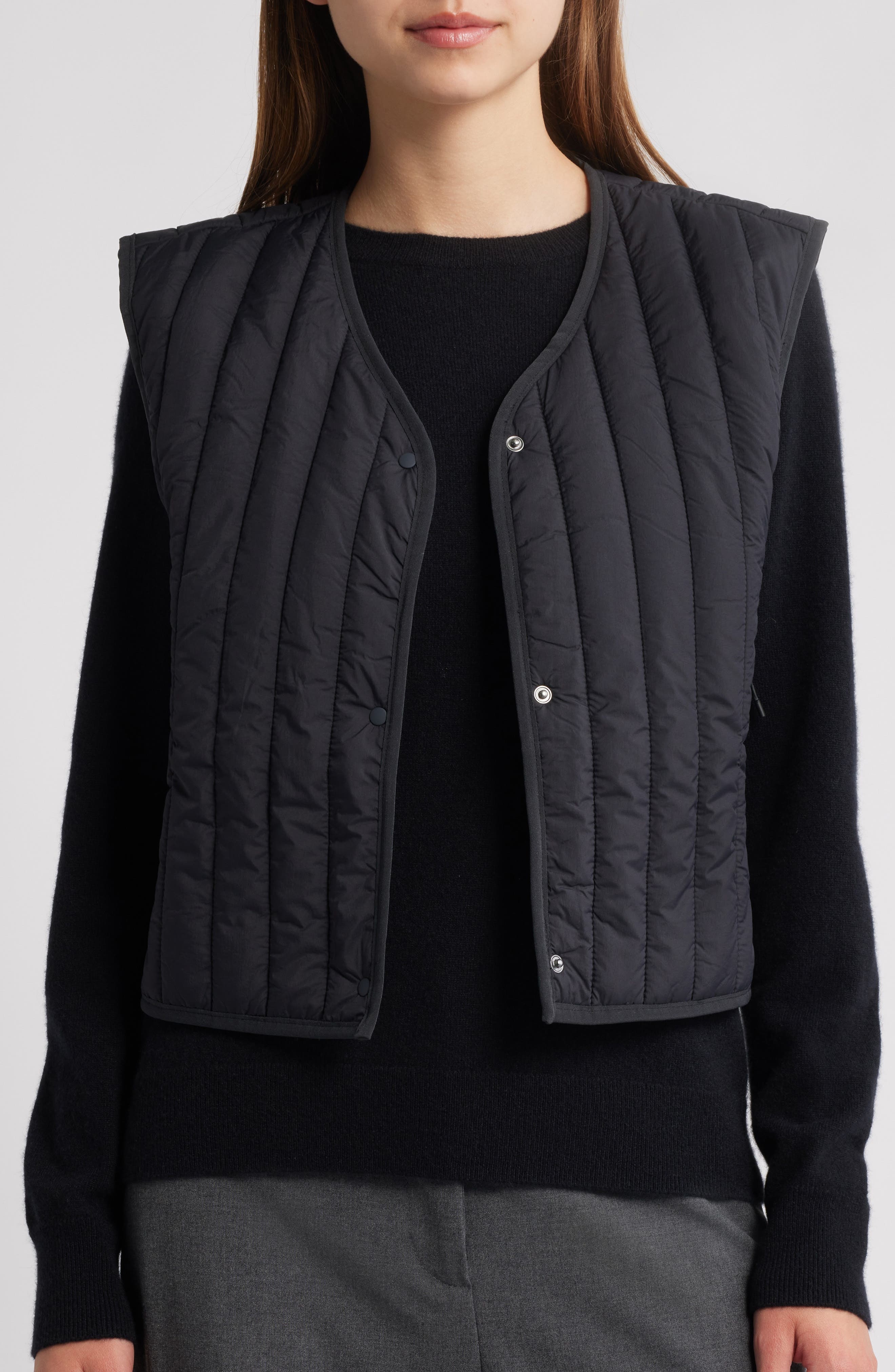 Rains Banja Water Resistant Crop Liner Vest in Navy at Nordstrom - 4