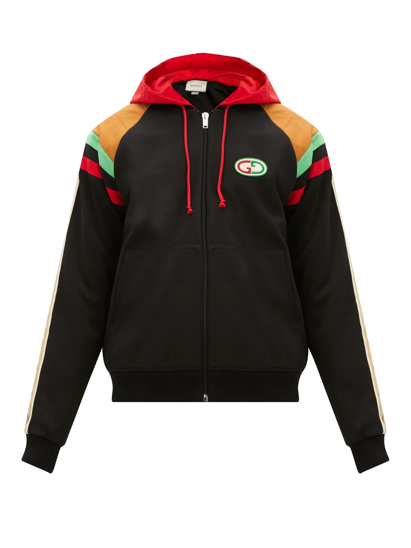 GG-patch Web-stripe hooded bomber jacket - 1