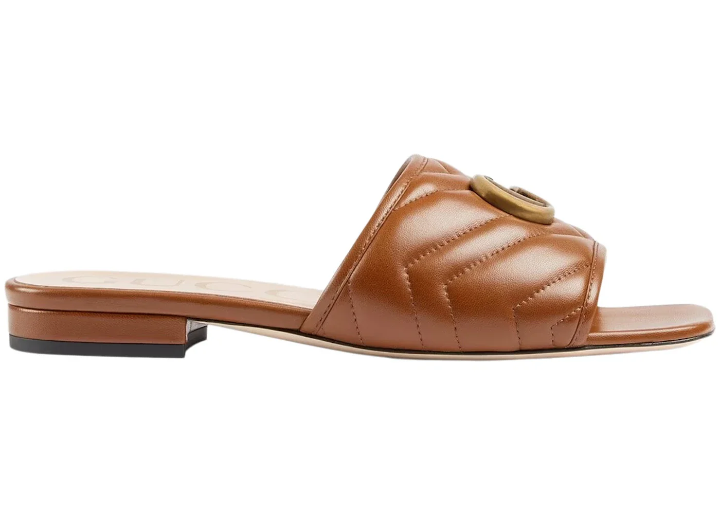 Gucci Double G Slide Sandal Brown Leather - 1