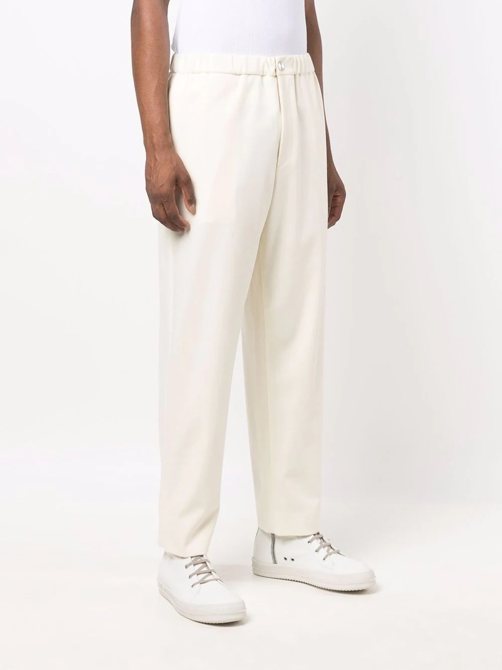 elasticated-waist straight-leg trousers - 3