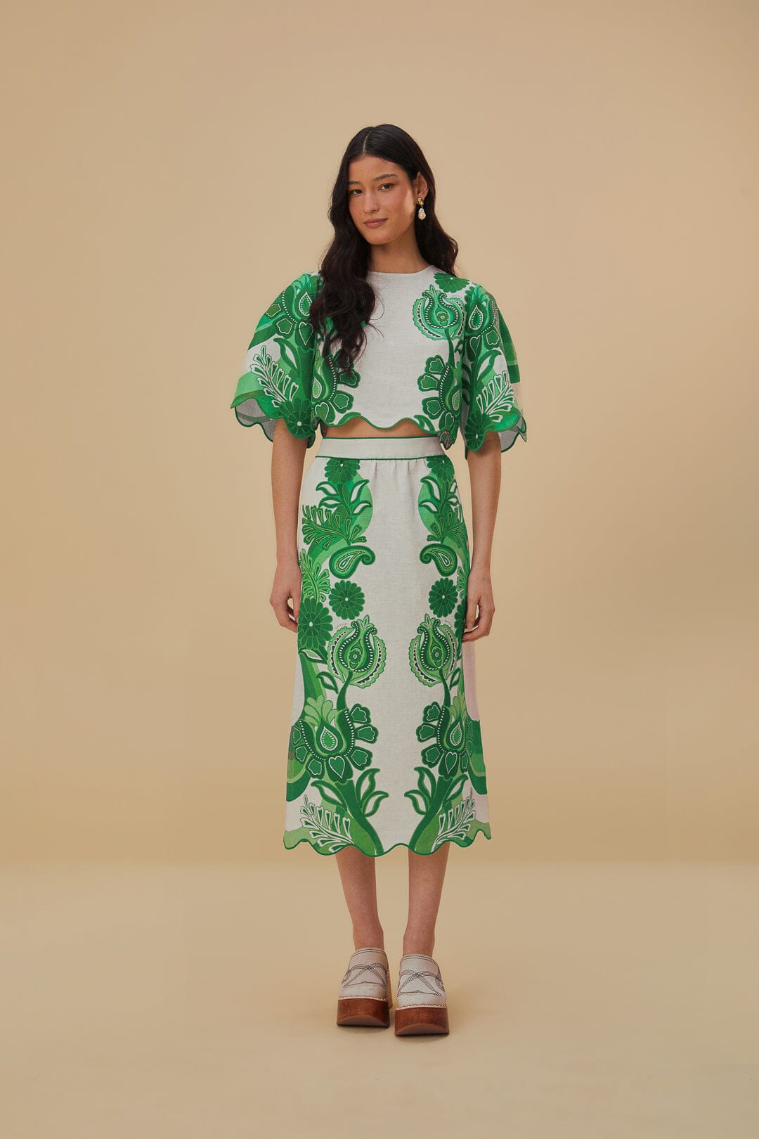 Green Color Festival Euroflax™ Midi Skirt - 1