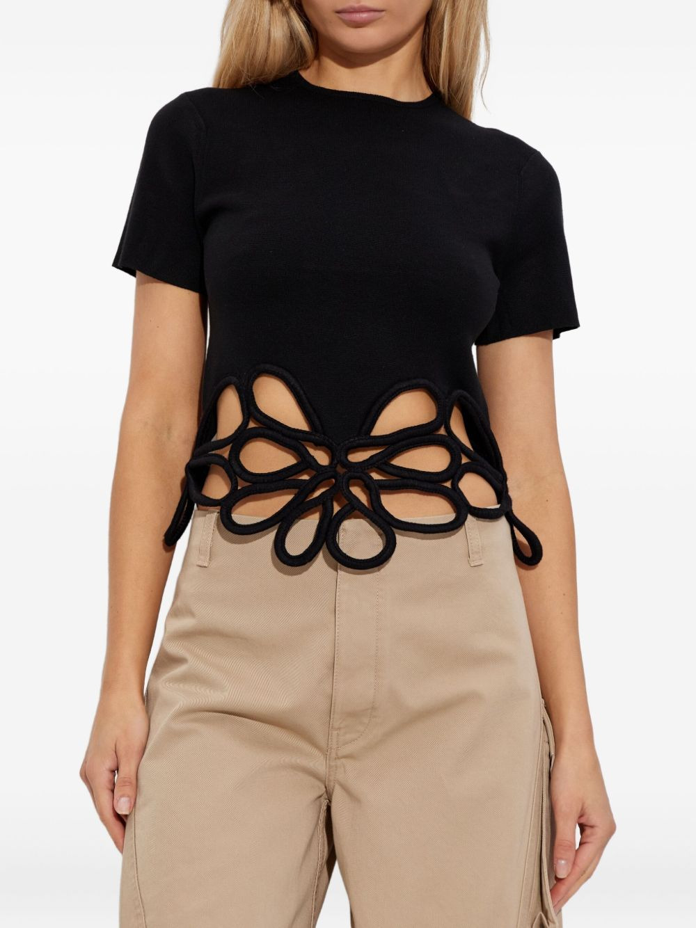 flower-cutout T-shirt - 3