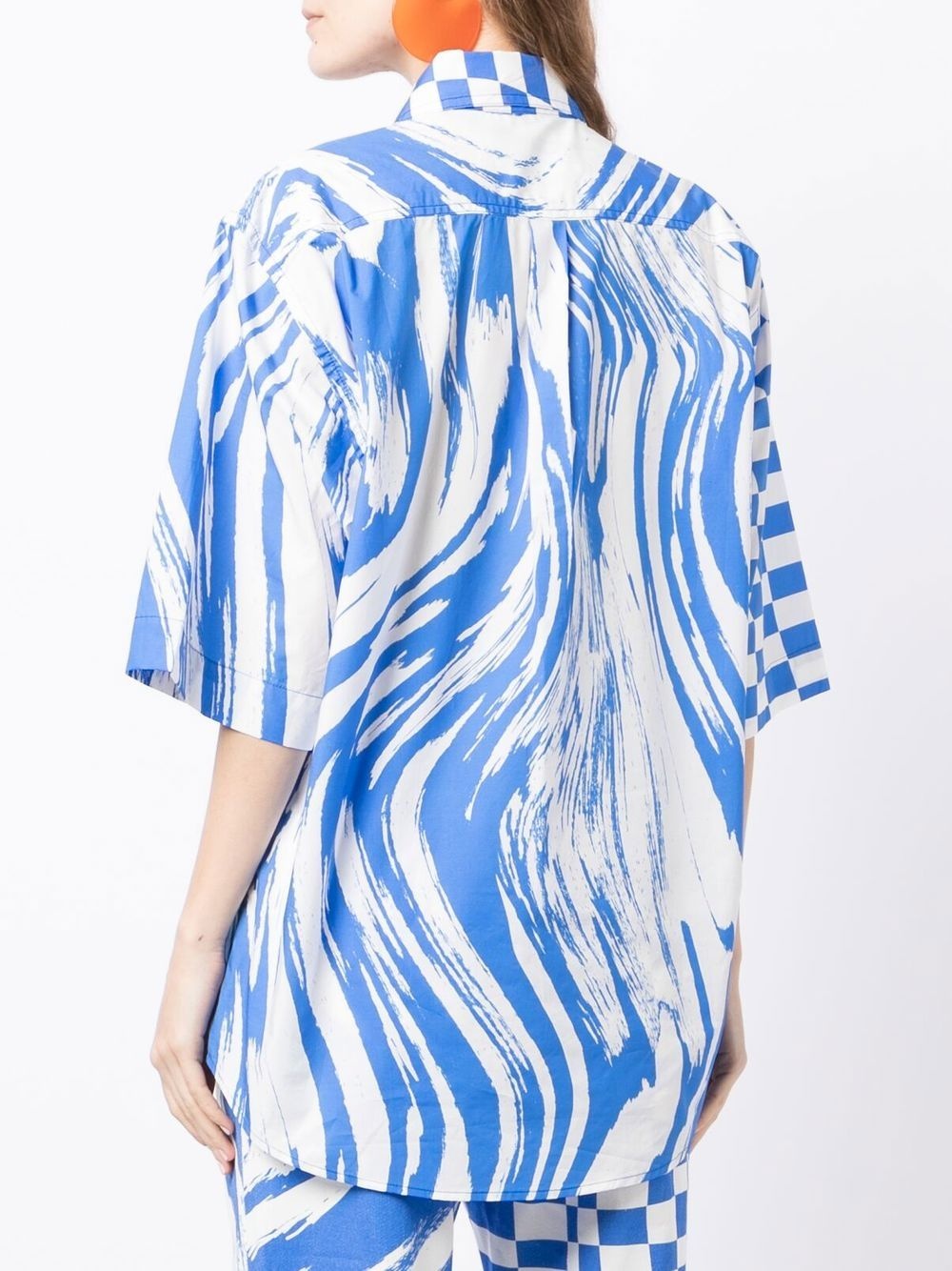 mix-print oversized shirt - 4