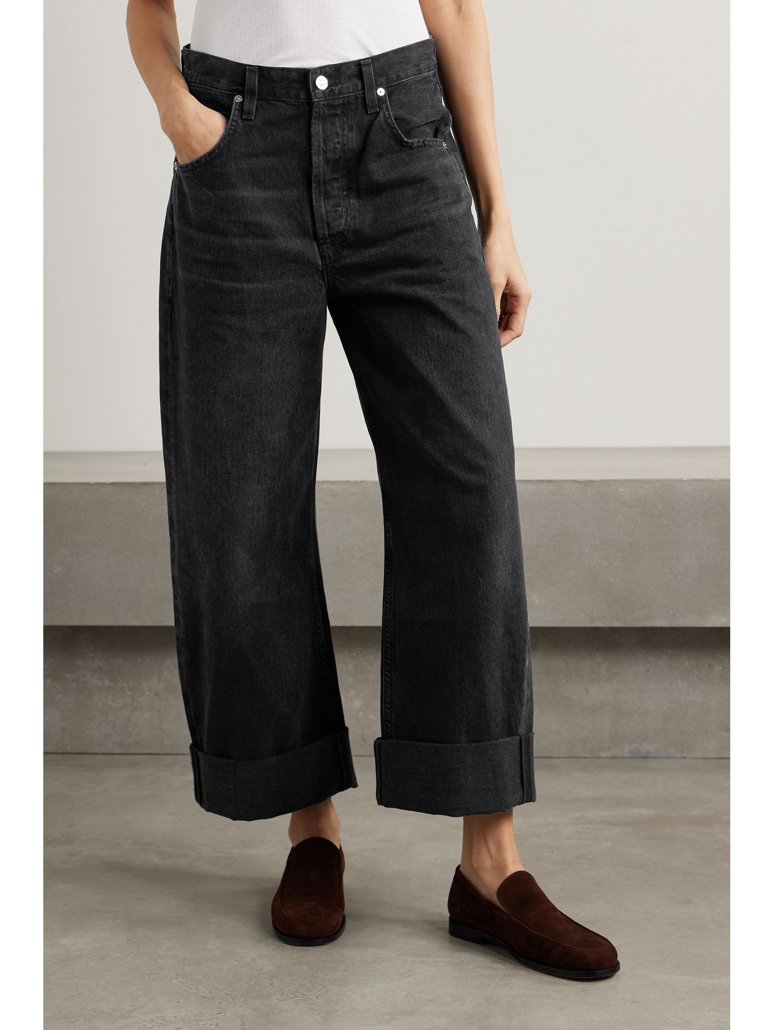 Ayla Baggy mid-rise wide-leg organic jeans Black - 3
