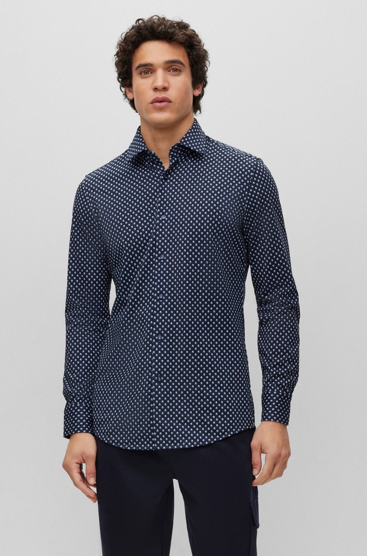 SLIM-FIT SHIRT IN PERFORMANCE-STRETCH COTTON BLEND - 2