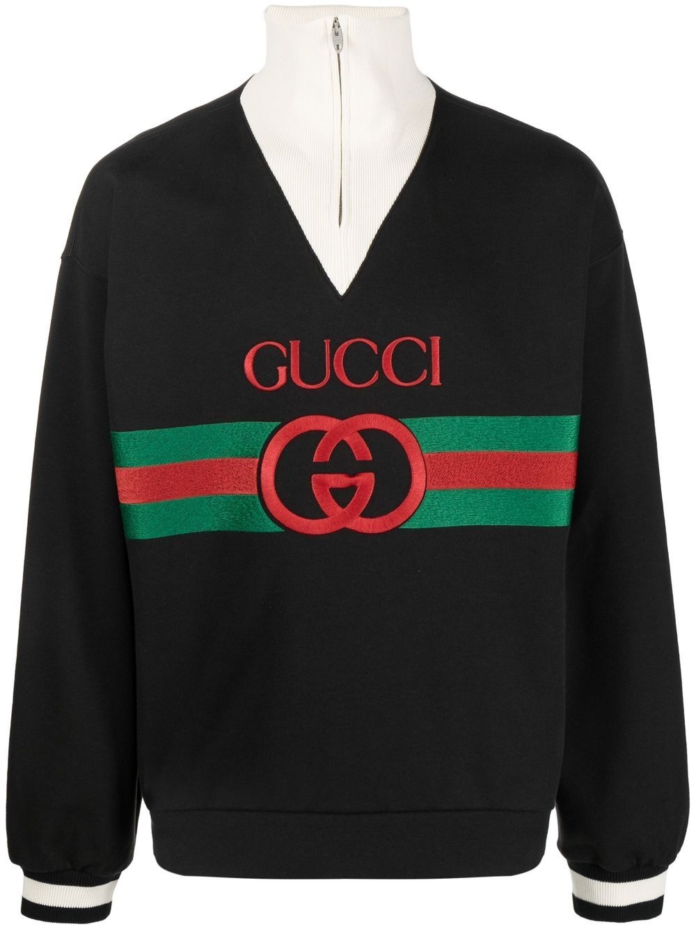 embroidered-logo high-neck sweatshirt - 1