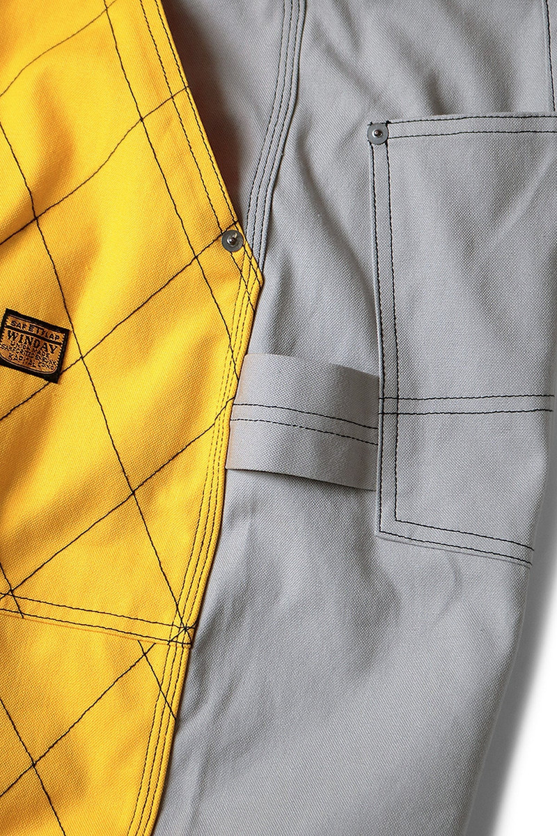 CANVAS W-KNEE ROOKIE PAINTER PANTS(2TONES) - GRAY X YELLOW 7