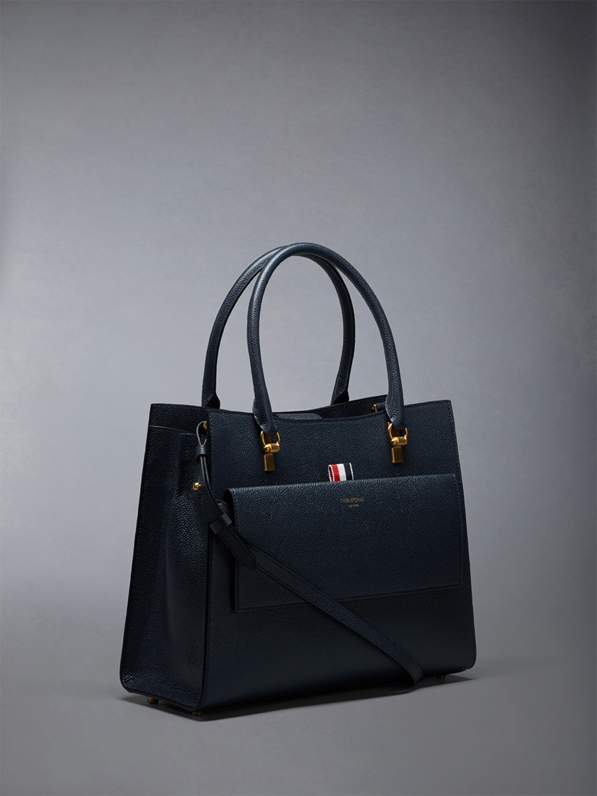 Medium Duet Tote in Pebble Grain Leather - 3
