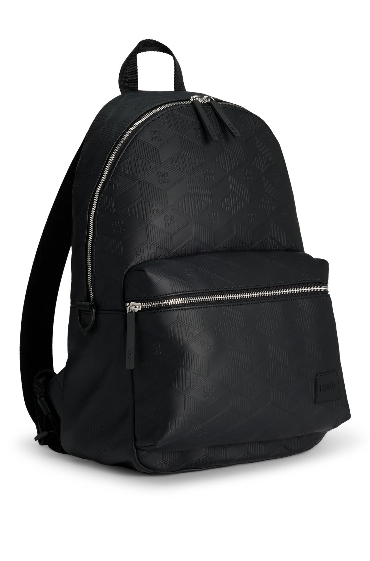 FAUX-LEATHER BACKPACK WITH GEOMETRIC AND STACKED LOGOS - 5