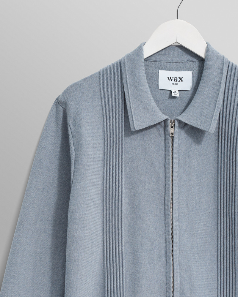 Lennox - Grey Blue Milano Stripe Knitted Polo 9