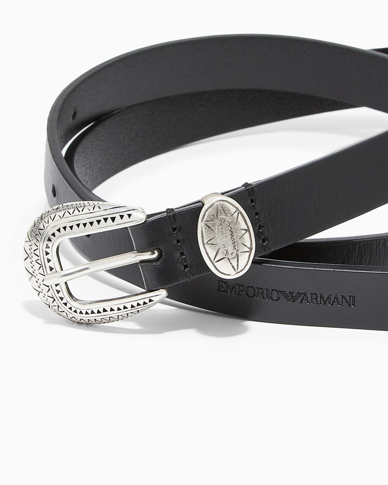 EMPORIO ARMANI LEATHER BELT WITH EMBOSSED BUCKLE outlook