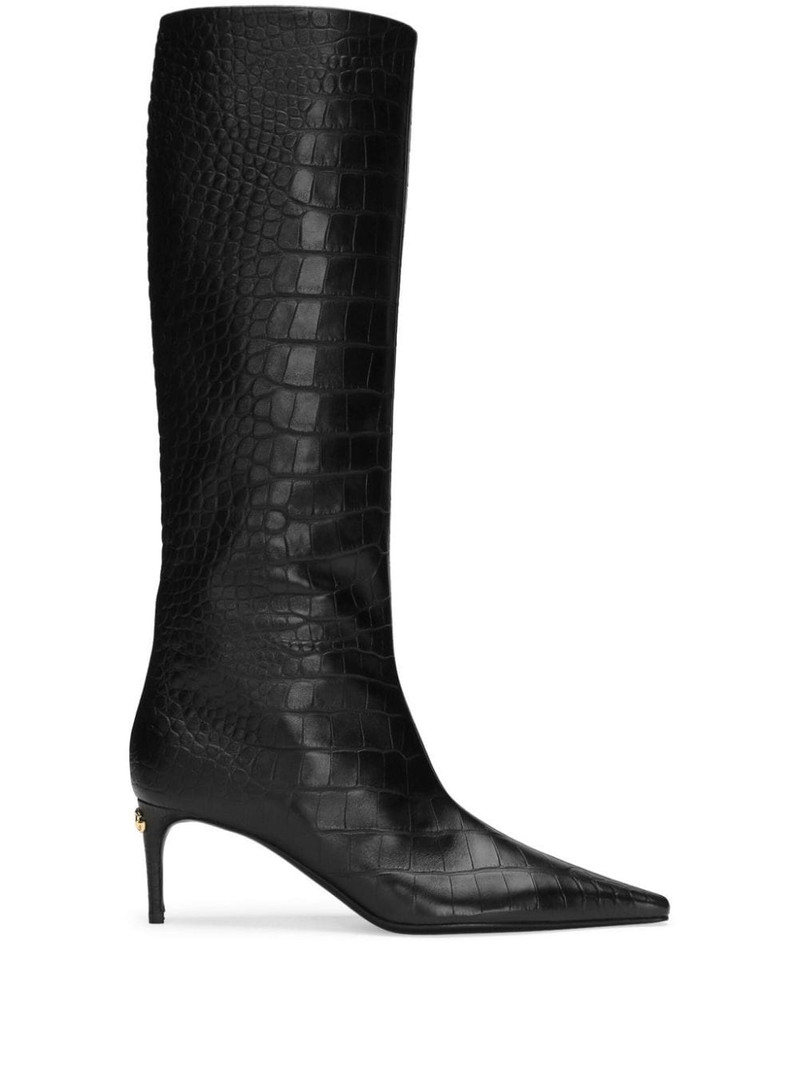 crocodile-embossed leather boots 1