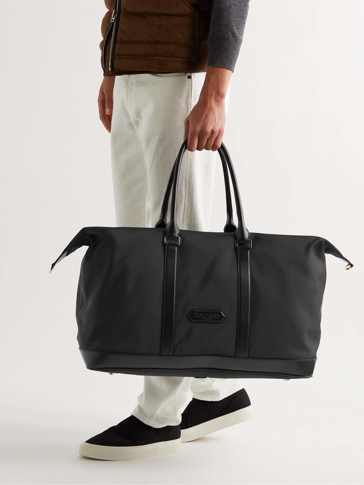 Leather-Trimmed Nylon Holdall - 2