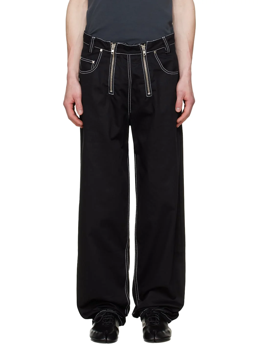 Black Cyrus Double Fly Trousers - 1