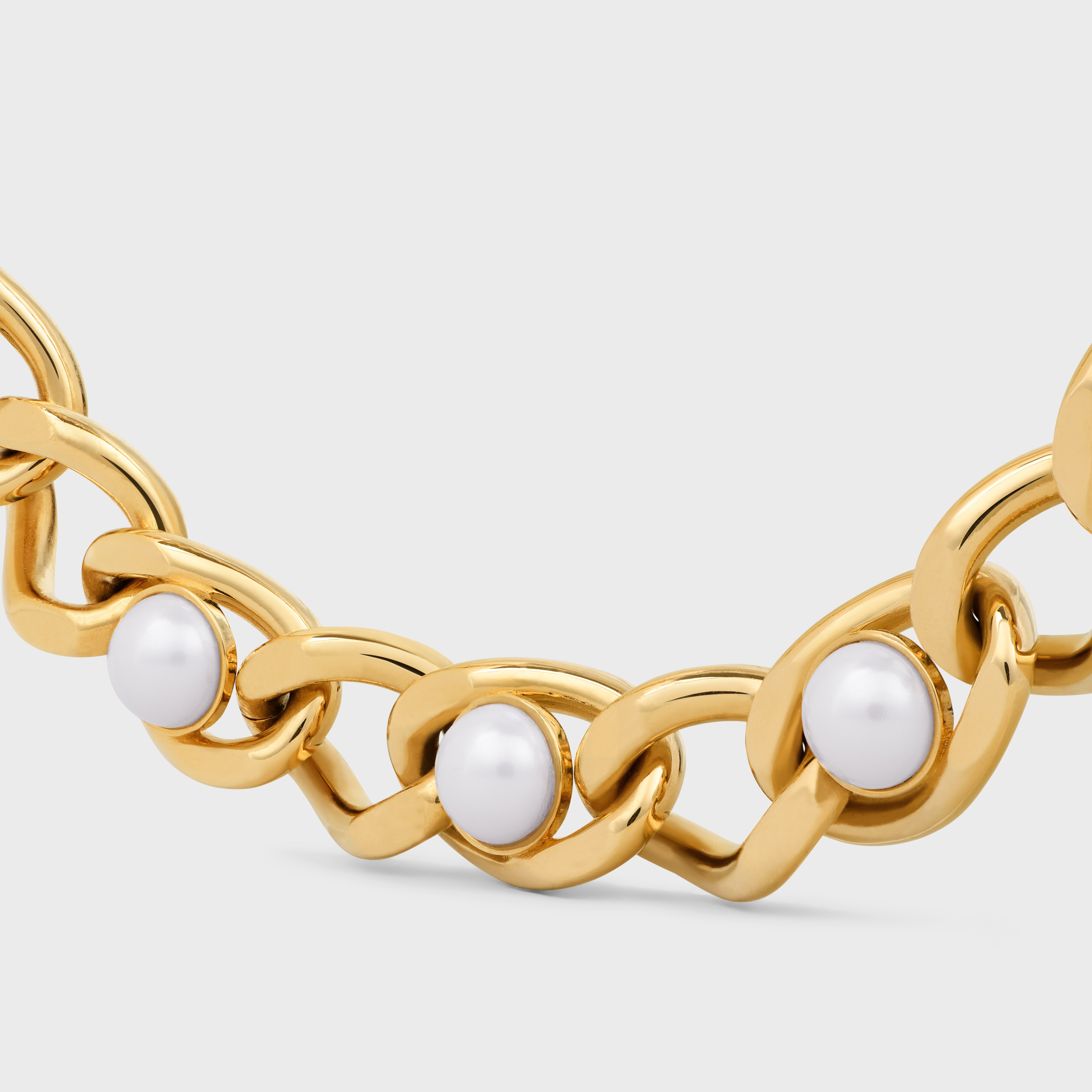 Les Perles Celine Maillon Necklace in Brass with Gold Finish and Resin Pearls - 2