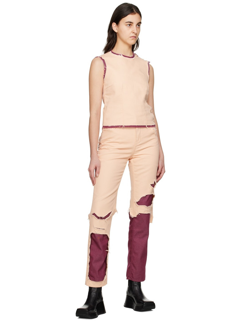 Raf Simons Pink & Burgundy Double Destroyed Jeans outlook