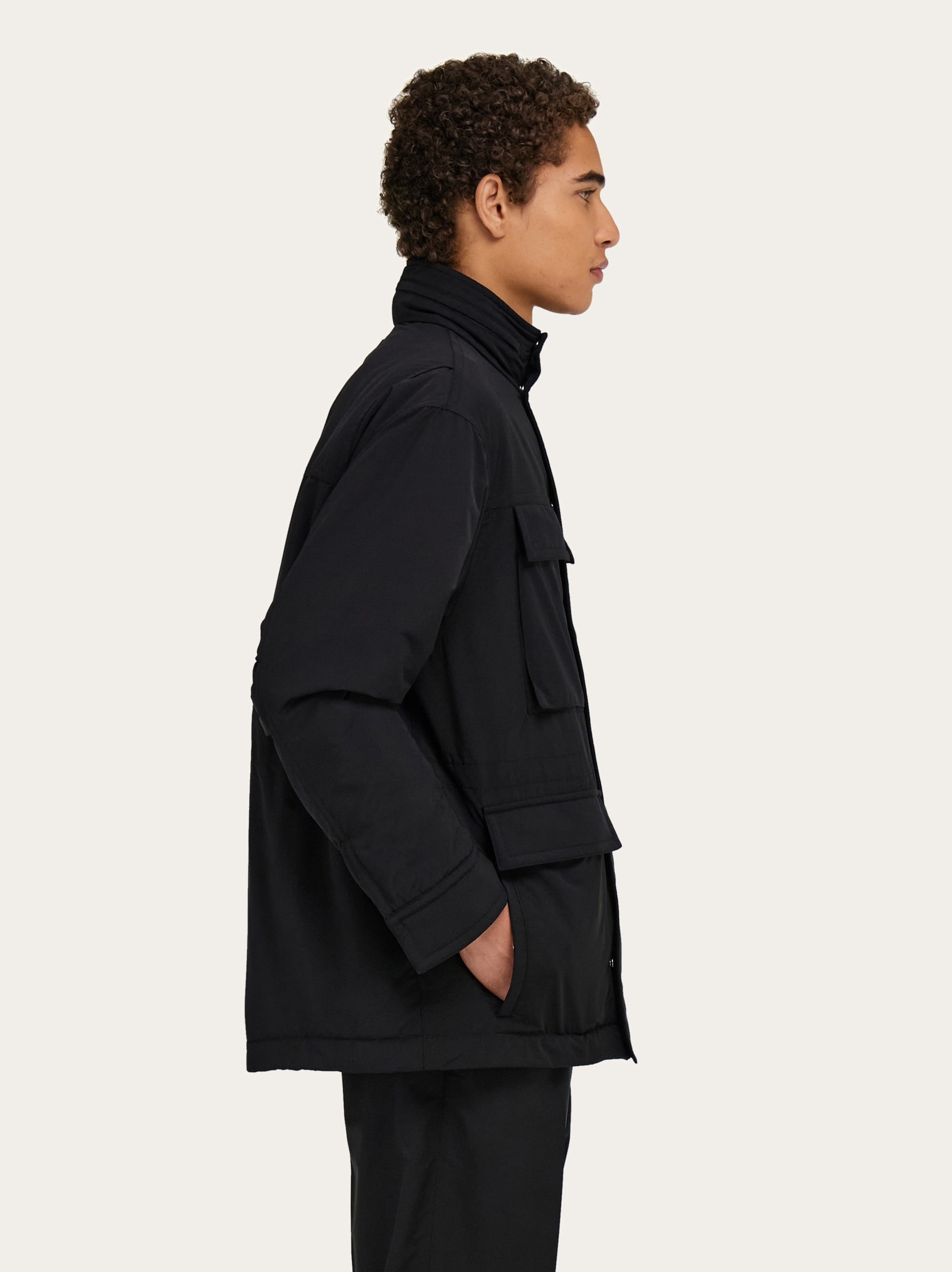 Technical faille caban overcoat - 3