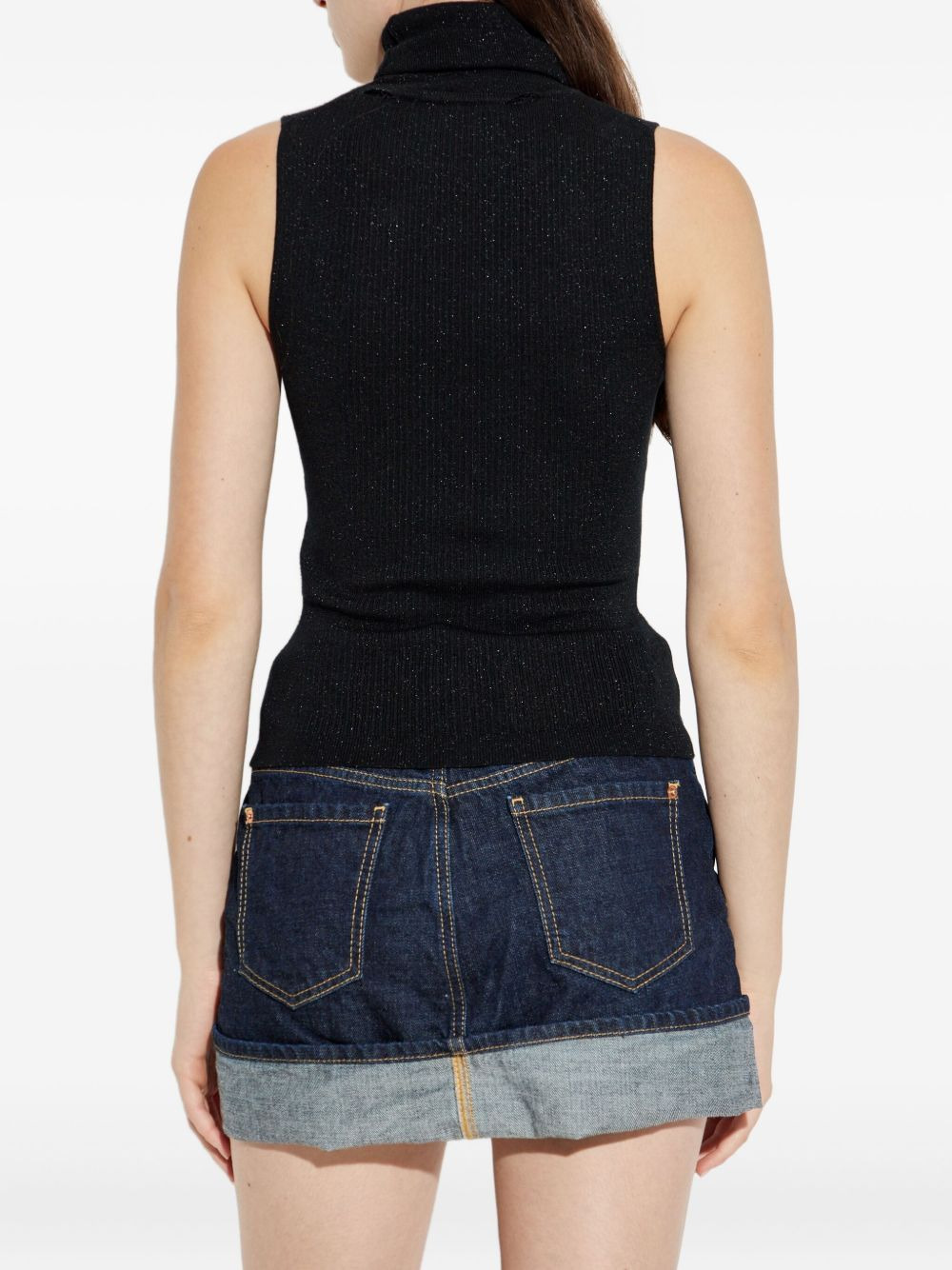 sleeveless turtleneck top - 4