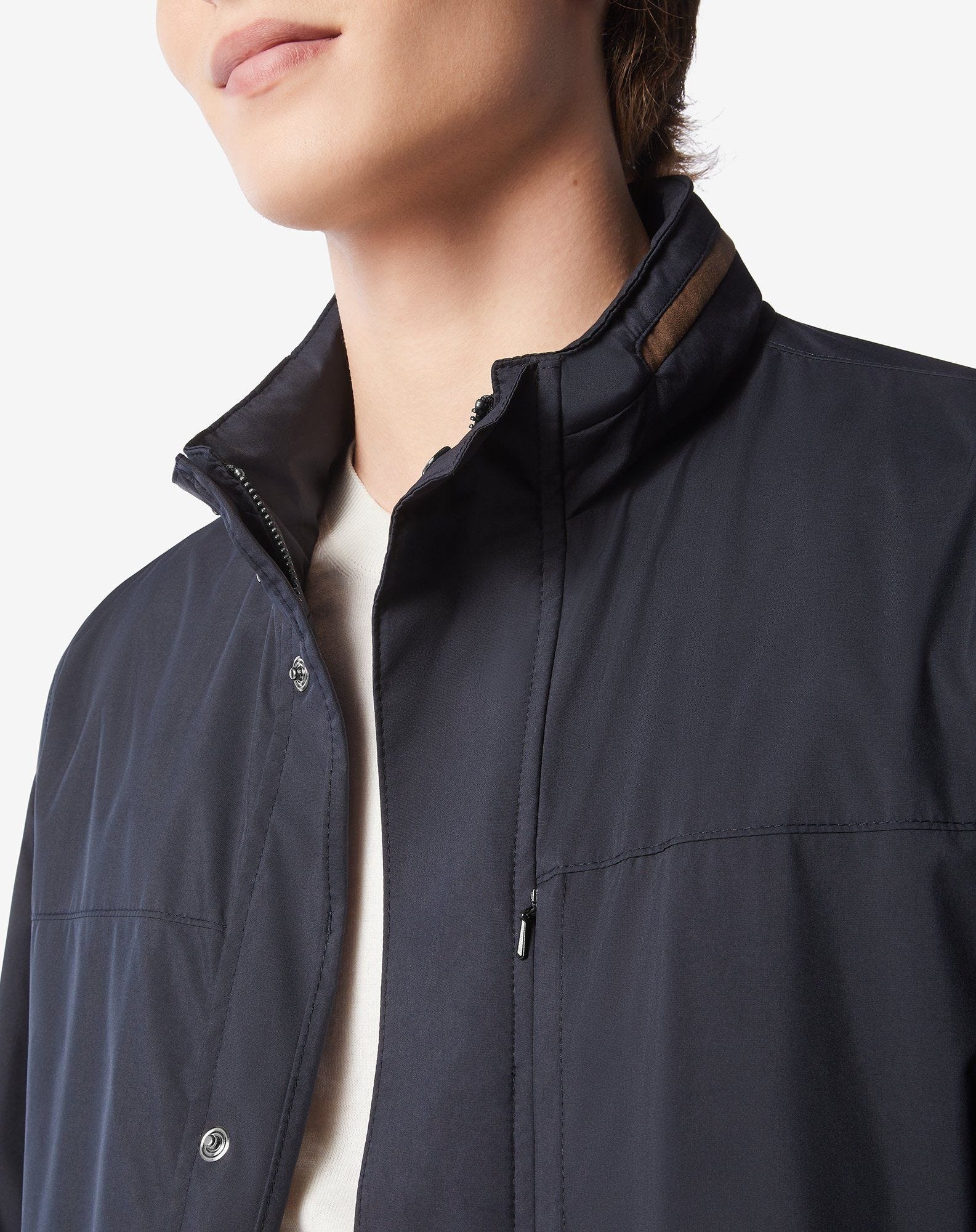 Navy blue water-repellent fabric caban - 3