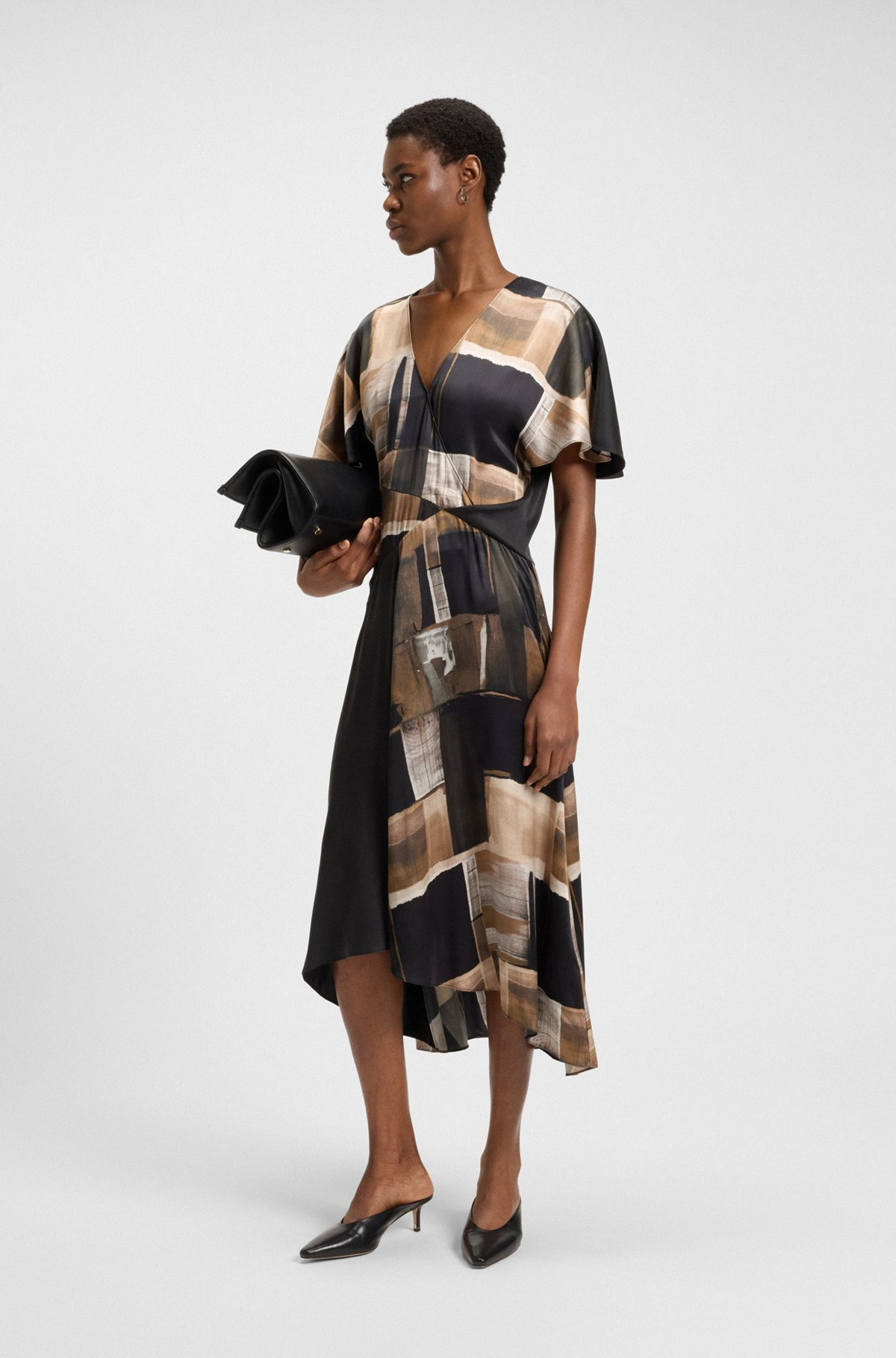 SILK DRESS WITH MODERN PRINT - 2