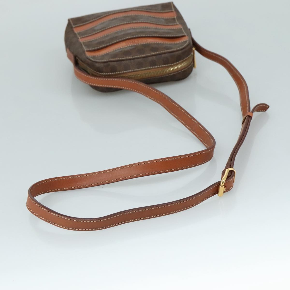 CELINE Macadam Canvas Shoulder Bag Pvc Leather Brown - 7