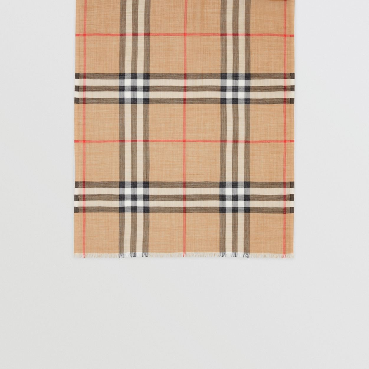 Lightweight Check Wool Silk Scarf - 5