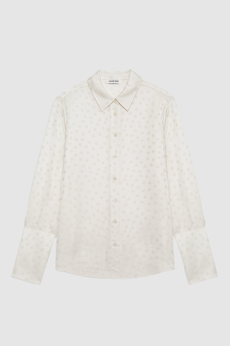 Amanda Shirt - Ivory Dot Jacquard 1