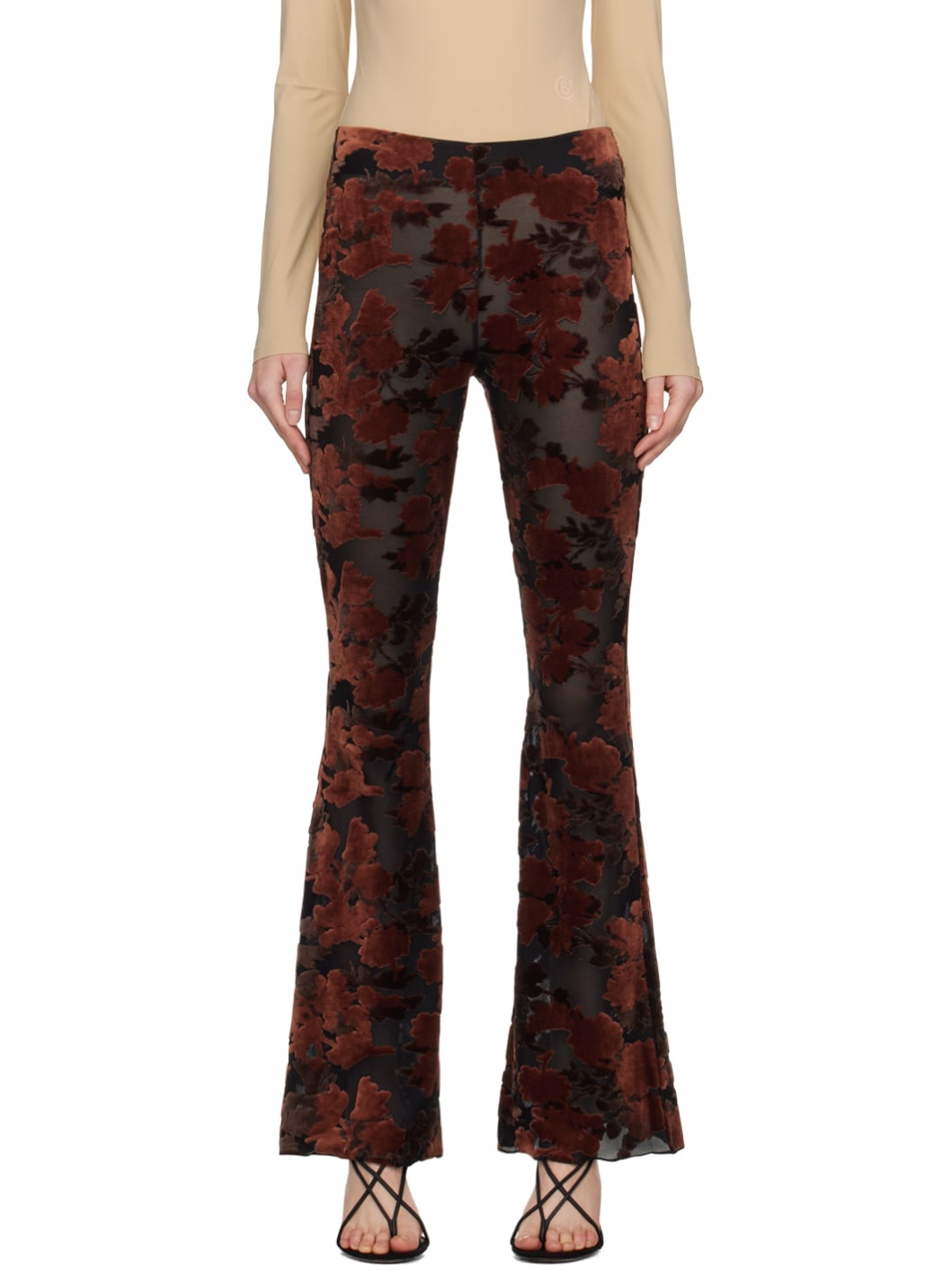 Brown & Black Gilly Devore Trousers - 1