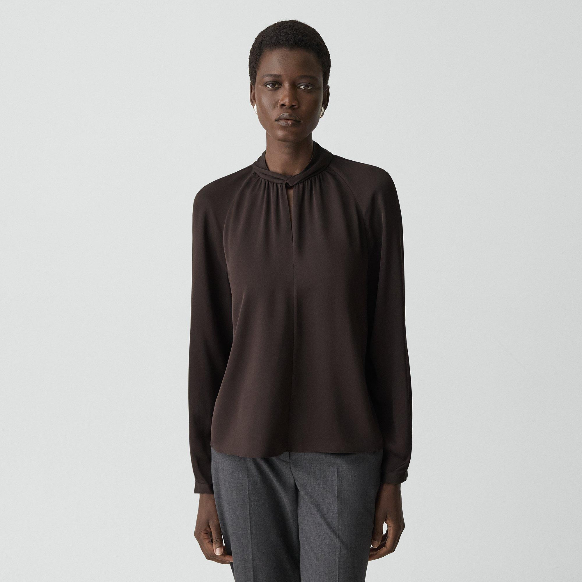 Twist Neck Top in Silk Georgette - 2