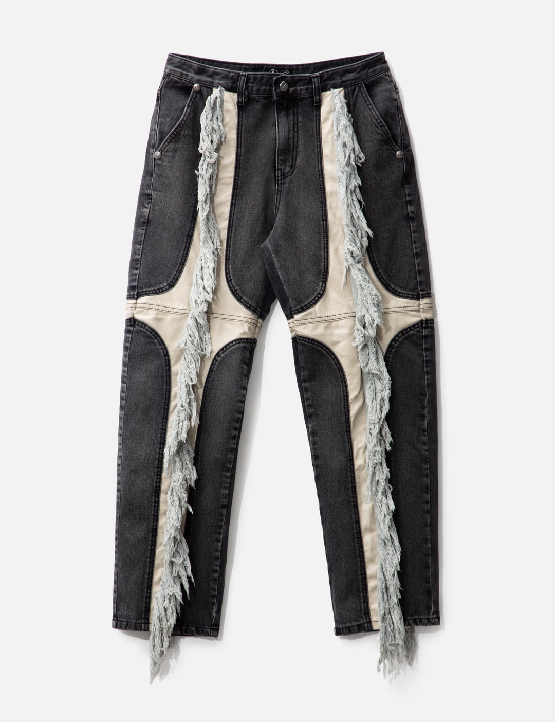 MOHICAN LEATHER DENIM PANTS - 1