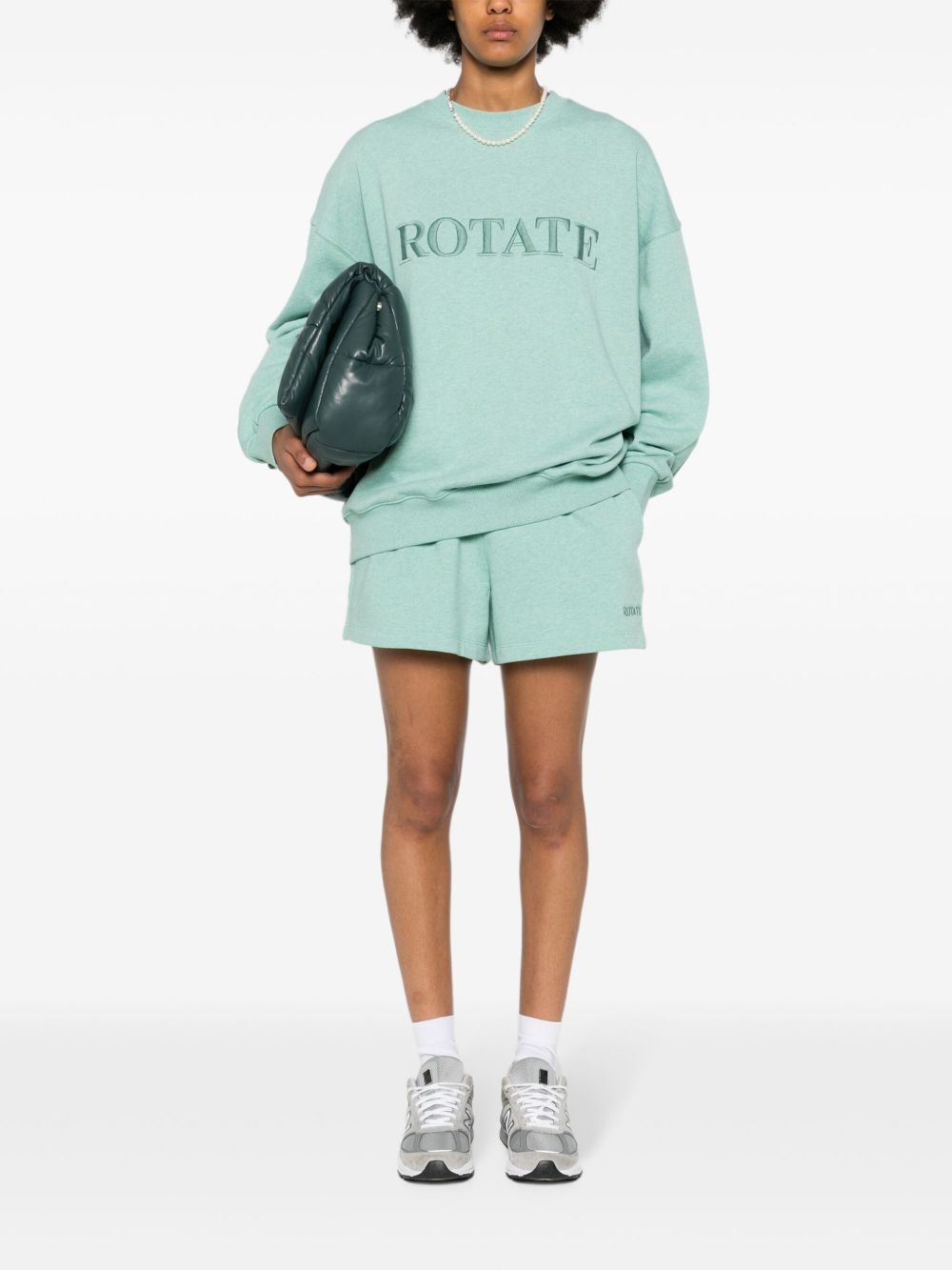 logo-embroidered mélange shorts - 2