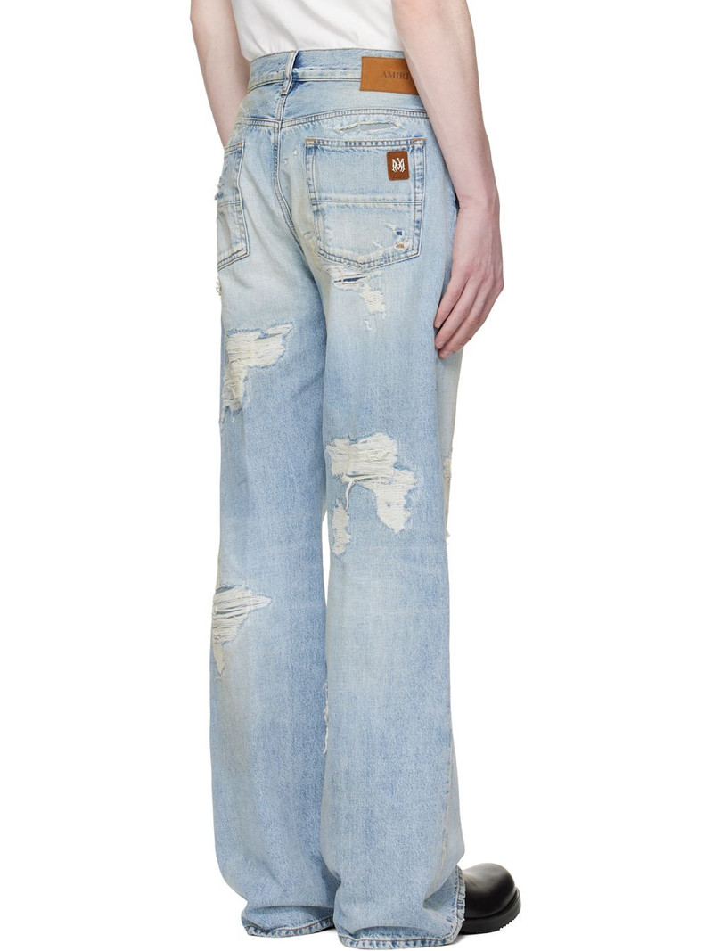 Blue Distressed Boot Cut Jeans 3