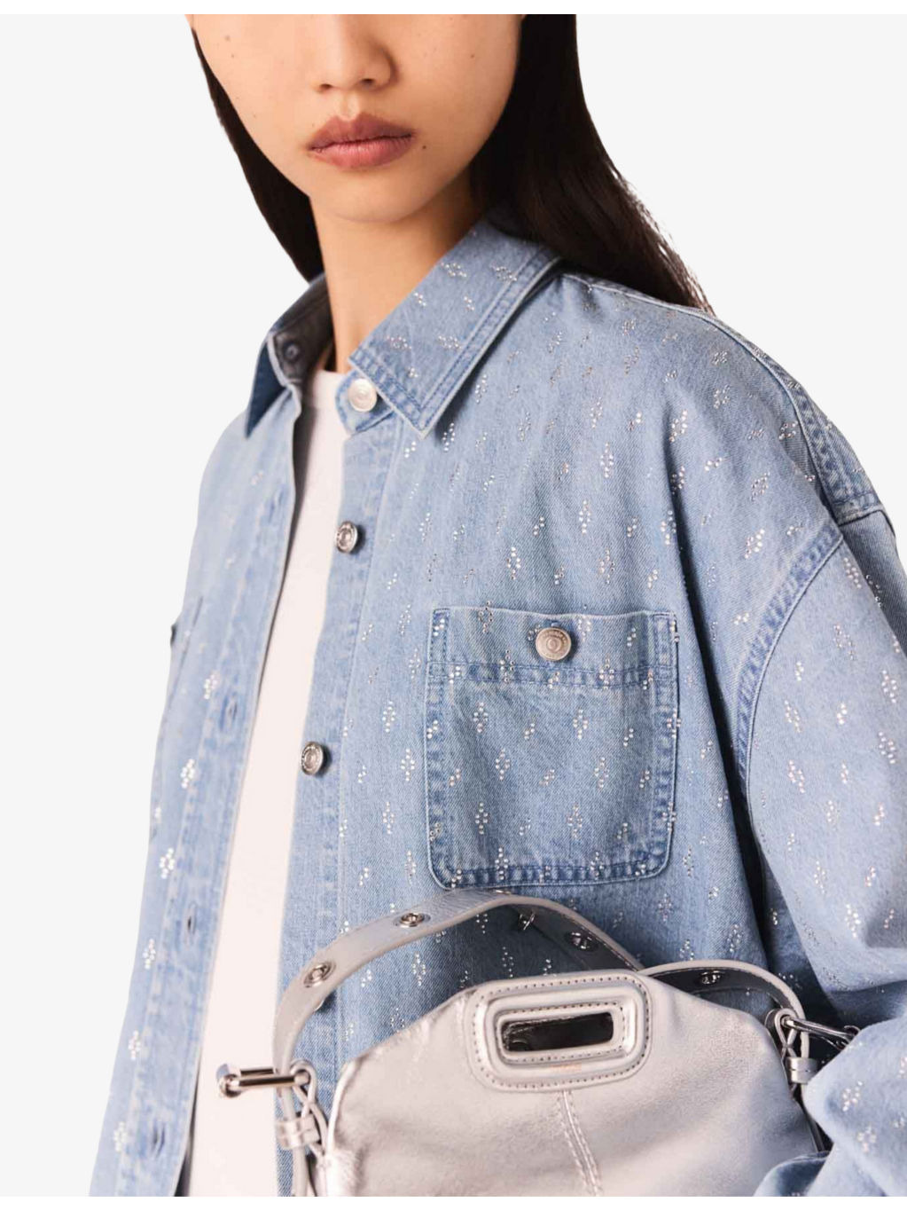 Bridget Rhinestone-Embellished Denim Shirt - 5