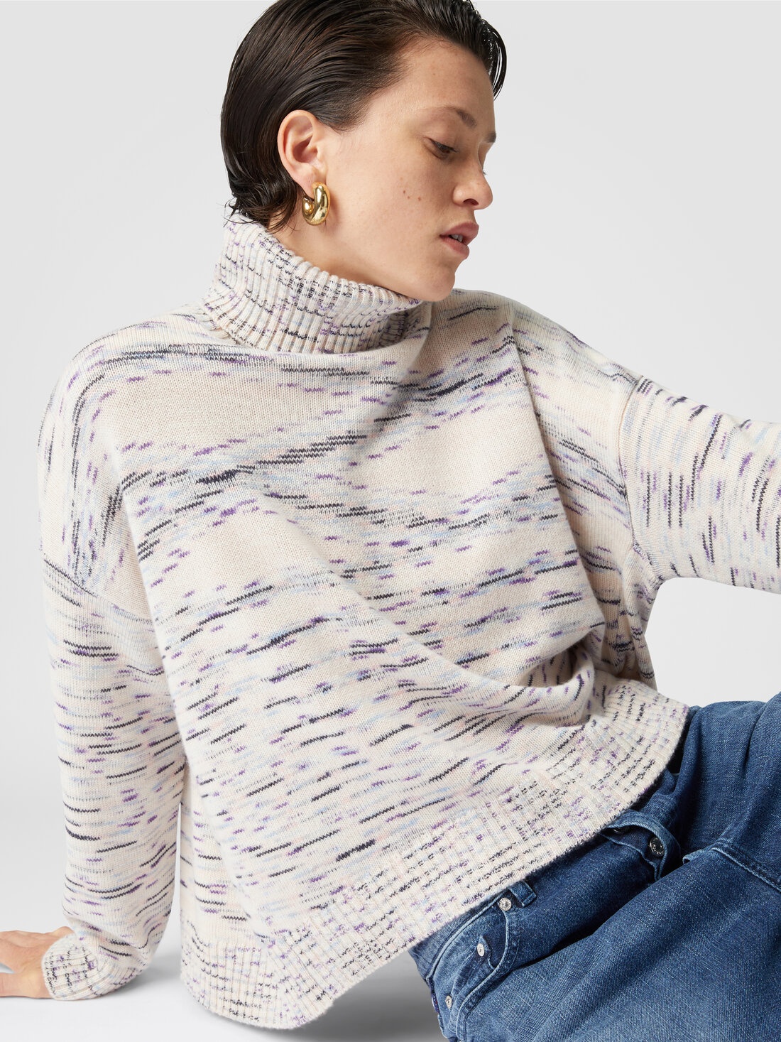 Heathered cashmere turtleneck pullover - 5