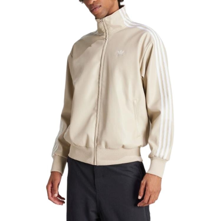 adidas Firebird Adicolor Three Stripes Synthetic Fabric Loose Jacket Asia Sizing 'Beige' IZ4036 - 3