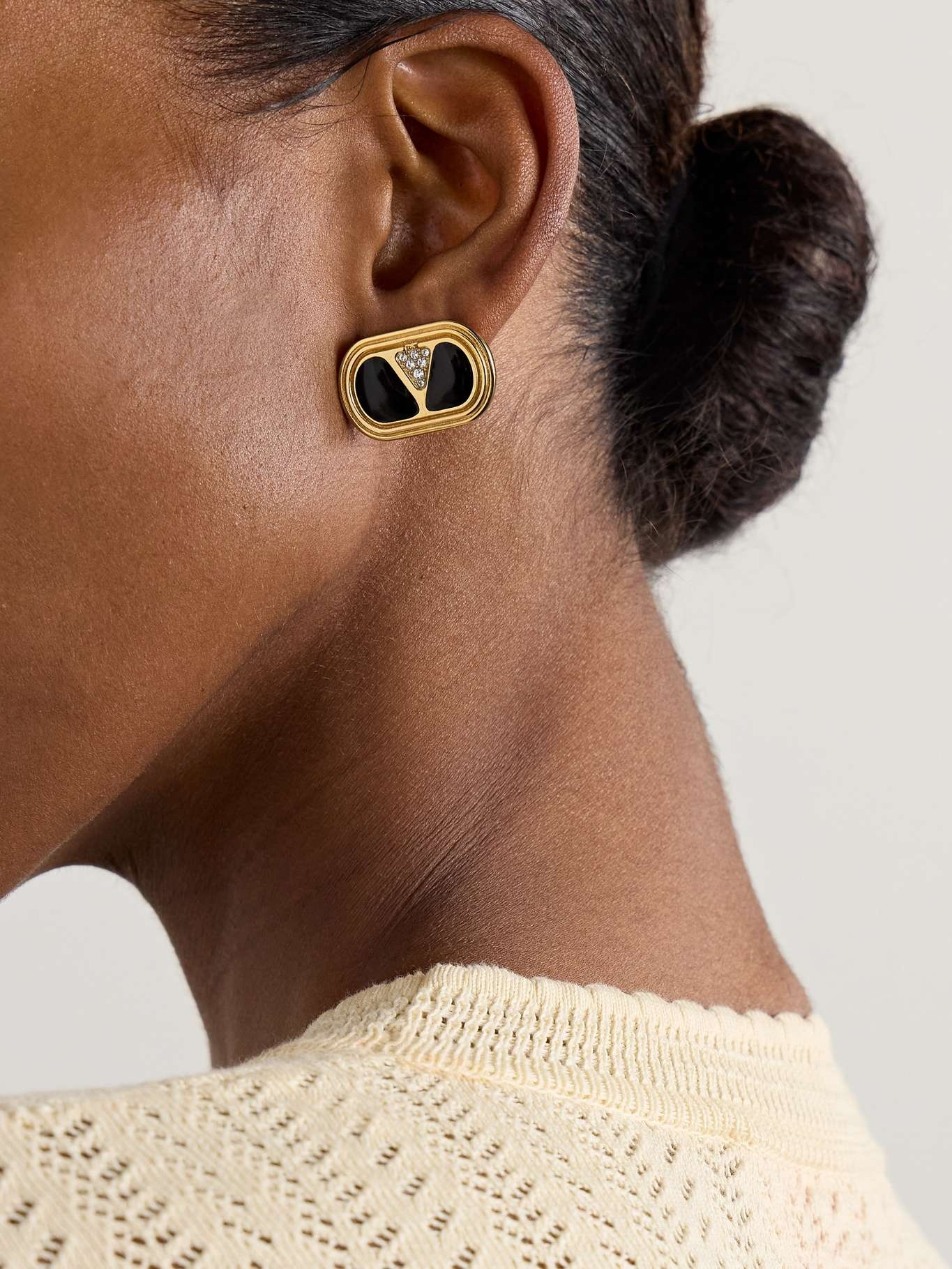 Gold-tone, enamel and crystal earrings Gold - 2