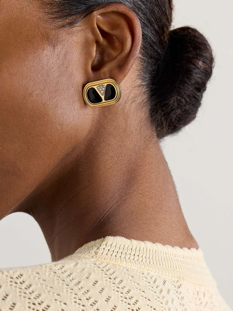 Valentino Gold-tone, enamel and crystal earrings Gold outlook