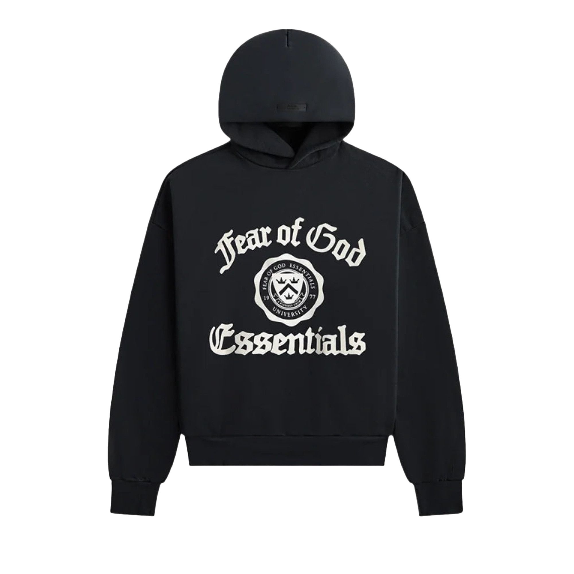 Fear of God Essentials Fleece Vintage Shrunken Hoodie 'Black' - 1