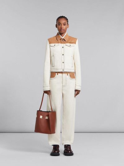 Marni BROWN WHITE LEATHER MUSEO HOBO BAG WITH PATCHES outlook